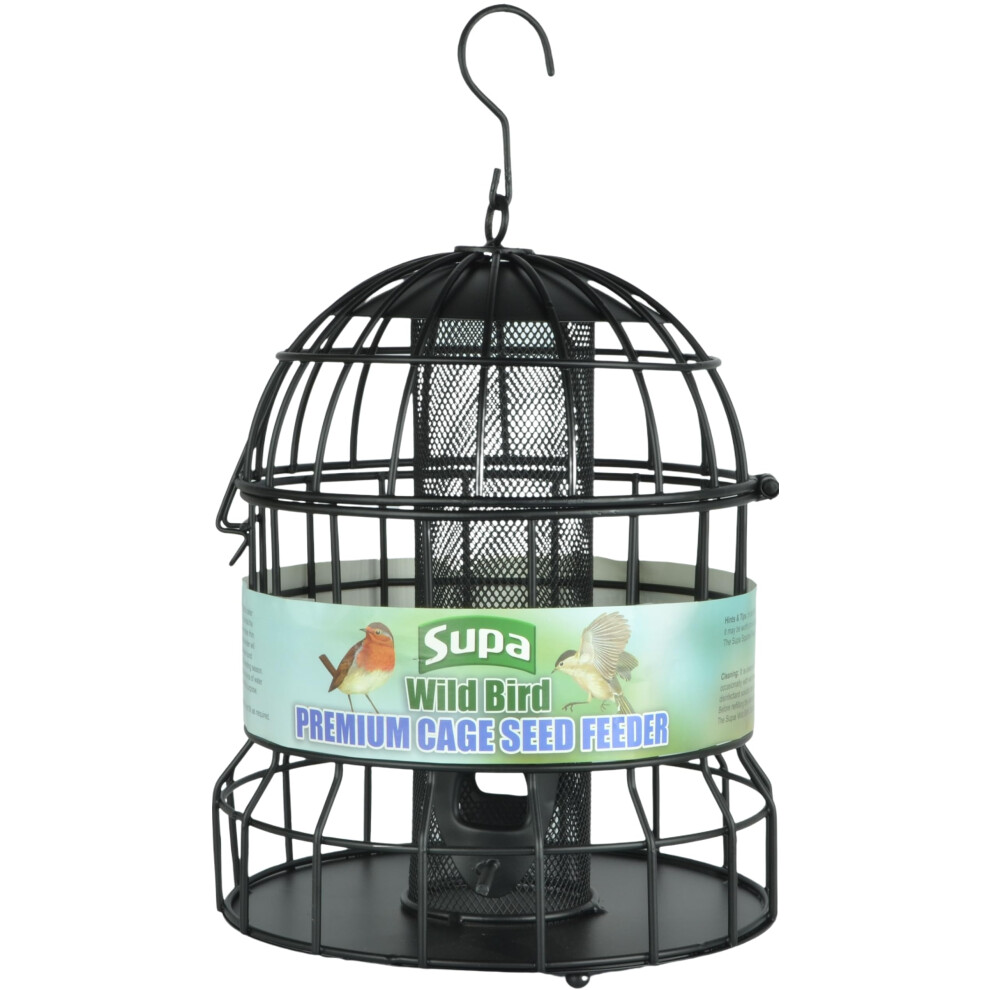 Supa Premium Wild Bird Cage Seed & Sunflower Hearts Feeder, Deters Squirrels And Larger Birds Such As Doves & Pigeons