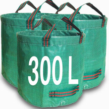 Zucklight Heavy Duty Garden Waste Bags 300 Litre - 3 Sacks Builders Bags Reusable - Industrial Fabric and Handles - Green/Garden Waste Sacks, Garden
