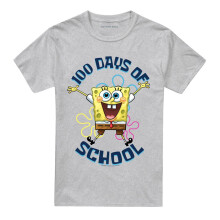 (M, Athletic Heather) SpongeBob SquarePants Unisex Adult 100 Days Of School Jump T-Shirt