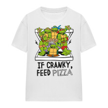 (XL, White) Teenage Mutant Ninja Turtles Womens/Ladies If Cranky Feed Pizza T-Shirt