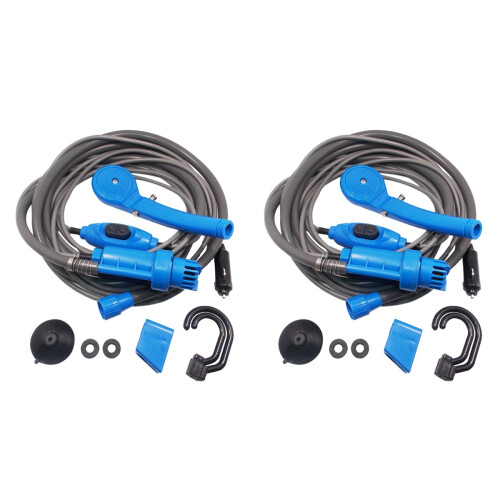 2Pièces Douche Portable Camping 12V Bleue Électrique Extérieur 1