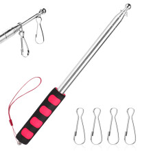 Risipu 8.2FT Telescopic Flag Pole,Stainless Steel Handheld Portable Extendable Retractable Flagpole with Anti-Slip Grip Clip for Tour Guide Festival