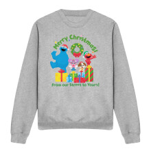 (M, Athletic Heather) Sesame Street Unisex Adult From Our Street To Yours Heather Christmas Sweatshirt