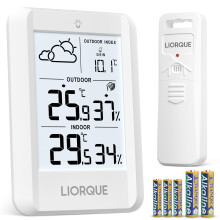 LIORQUE Weather Stations with Outdoor Sensor Wireless Indoor Outdoor Thermometer Hygrometer, Temperature and Humidity Monitor with Weather Forecast,