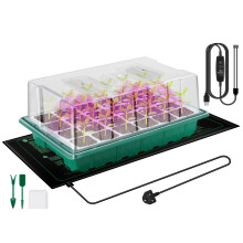 Verdenu Seed Starter Tray with Grow Lights and Heat Mat, XL, 1-Pack 24-Cell Germination Seed Trays with Heightened Lid, Mini Greenhouse Germinator Pr