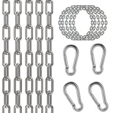 hzzycer Stainless Steel Chain, 2 Pcs 1 Meter Long 3 mm Thick Heavy Duty Hanging Chair Chain with 4 Carabiners, for Indoor Outdoor Hardware Accessorie
