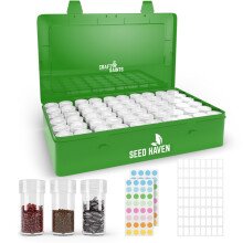 Seed Organizer Storage Box, Black Opaque Light Proof Seed Bank with 60 Transparent Bottles & Labels, Seed Holder Packet Organizer, Seed Vault Contain