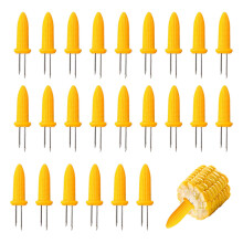 24 Pcs Corn On The Cob Holders Anti Slip Corn On The Cob Skewers Effortless Cleaning Sweetcorn Holders with Stainless Steel Corn Forks for BBQ Dinner