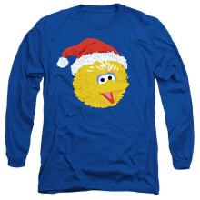 (XXL, Royal Blue) Sesame Street Unisex Adult Big Bird Scribble Long-Sleeved Christmas T-Shirt