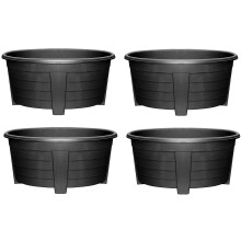 Optimal Products Long Trough/Oval/Square Plant Pot Plastic Planter Indoor Home Outdoor Garden Window Herb Flower Box (55cm Oval Planter Ebony, 4)