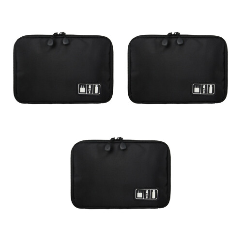 3Pièces De Rangement Accessoires Numériques Noir Nylon Renforcé 2