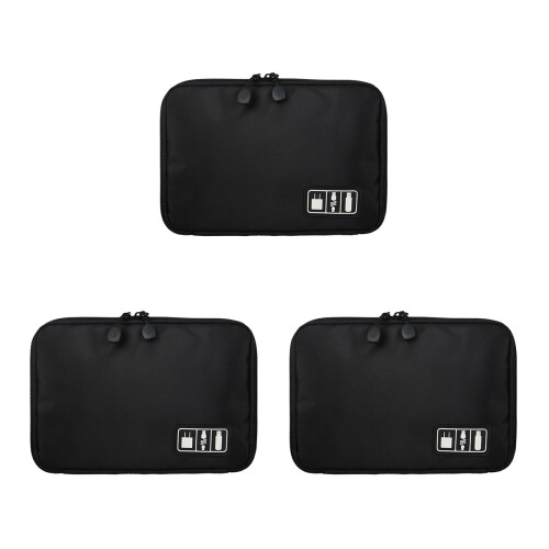 3Pièces De Rangement Accessoires Numériques Noir Nylon Renforcé 1