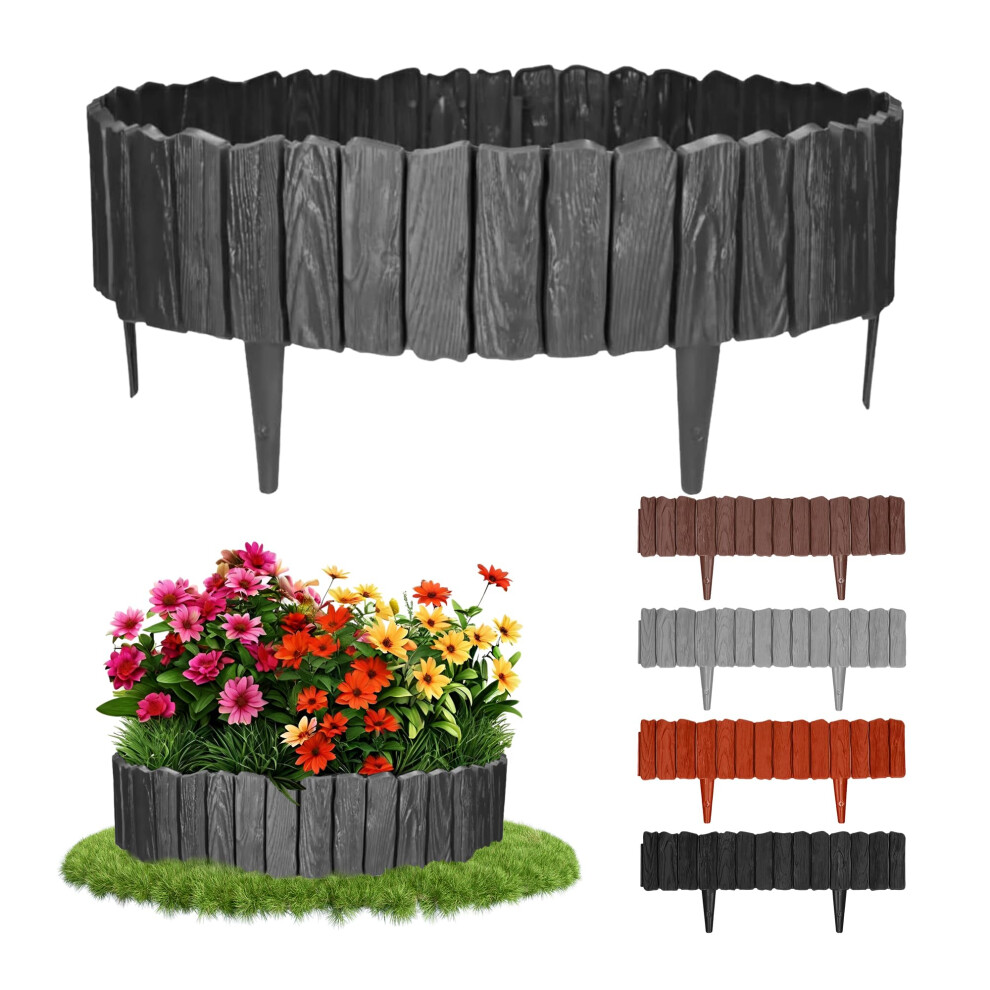 Gardenix Anthracite Lawn Edging - 2.3M/7.4Ft Flexible Garden Edging For Flower Beds, Lawn, Patio & Pavement - Easy Install Border, No Digging, Weathe 4947985572275