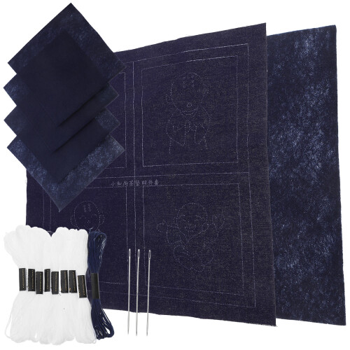 2Ensembles Kit Complet Sashiko Coasters DIY Broderie Débutant Bleu