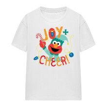 (S, White) Sesame Street Womens/Ladies Joy And Cheer With Elmo Christmas T-Shirt