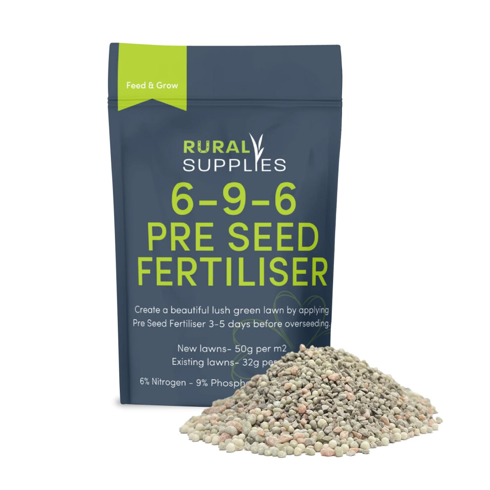 Rural Supplies Seed Feed & More Rural Supplies Pre-Seed Grass Fertiliser 6-9-6 | Granular Lawn Starter For New & Established Grass | Boosts Root Growth & Soil Health | Fast-Acting F