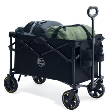 TIMBER RIDGE Festival Trolley on Wheels, 200L Large Capacity Foldable Camping Trolley with Adjustable Handle