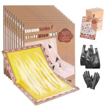 EXTREME STRIKE 8 Pack Pest Sticky Pads With Gloves & Garbage Bags Large Extra Strong Glue Sticky Fly Catchers for Indoor, Outdoor, Kitchen, Garage
