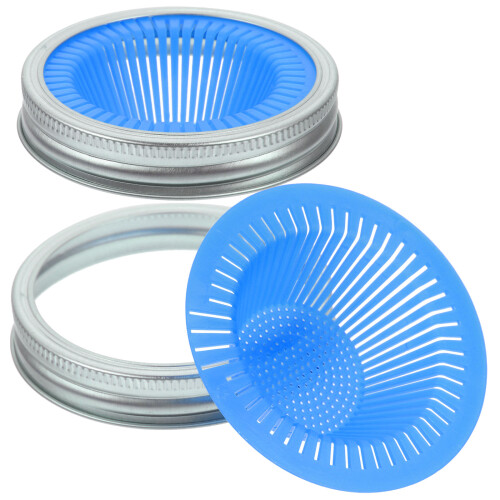 8Pièces Couvercles Passoires Germoirs Bleu Pour Bocaux Large Ouverture