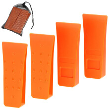 QWORK 4 Pack 6" Tree Felling Wedges - Non-Slip Barbed Scales, High-Impact ABS Plastic, High-Visibility - Log Splitter Wedge for Safe Tree Cutting