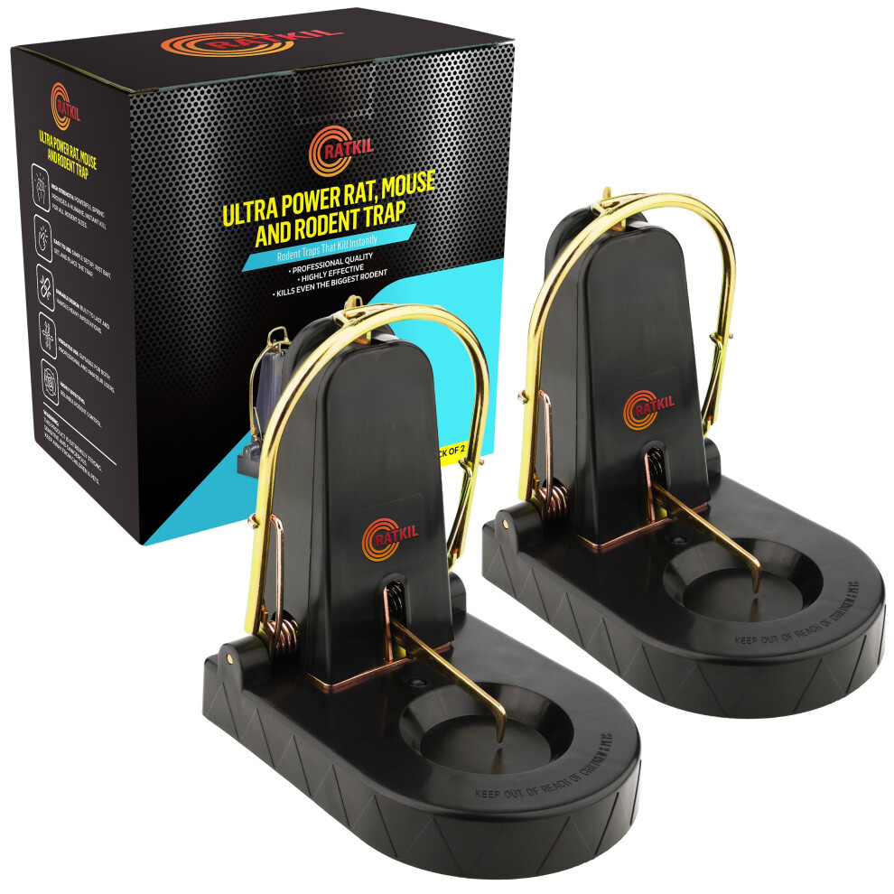 Ratkil Rat Trap - Heavy Duty Rat Traps That Kill Instantly - Very Powerful Rat Traps For Outdoors - Pack Of 2 Large Rat Killer For Rodent Control 00000059121176