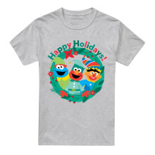 (5XL, Athletic Heather) Sesame Street Unisex Adult Happy Holidays Elf Christmas T-Shirt