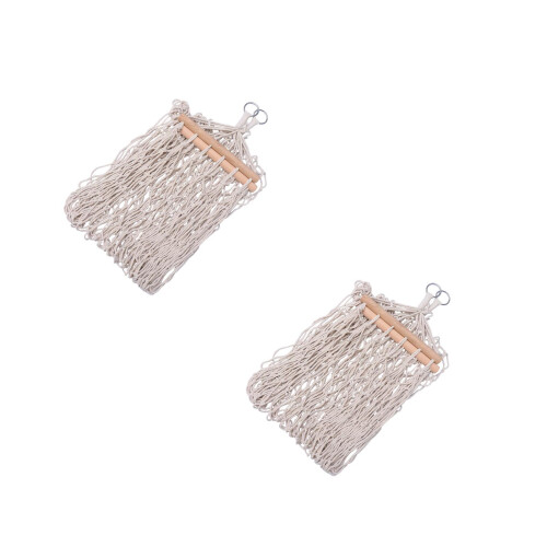 2Pièces Chaise Suspendue Beige Coton Avec Bâtons En Bois 2