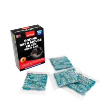 RENTOKIL Rodine Rat & Mouse Killer Grain Bait (4 Pack) - Rodent Poison, Ready to Use Rodenticide for Mice and Rats, Chew Through Sachet, Kills in One