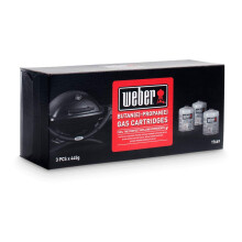 Weber Gas Cartridge (3-Pack) - Disposable for Butane/Propane Gas, ideal Q 100/10