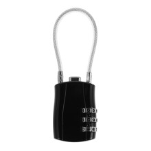 3Pièces Cadenas Portable En Zinc Avec Fil Acier Noir Pour Bagage