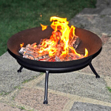 URBNLIVING Black Melbourne Iron Cast Metal Fire Pit Bowls for Outdoor BBQ, Heati