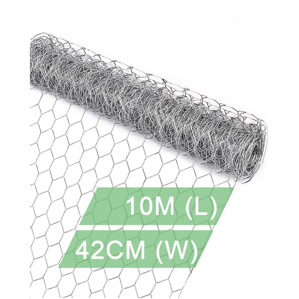 Vensovo Galvanized Chicken Wire Mesh - 42Cm 10M Garden Animal Barrier Fence, 1 Inch Mesh Fence For Pet,Rabbit,Poultry 33730134
