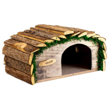 Woodside Hedgehog House & Hibernation Shelter with Bark Roof, Safe & Secure Predator Proof Outdoor Habitat/Feeding Station
