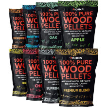 Kona Wood Pellets All Variety Pack, Intended for Ninja Woodfire Outdoor Grill, Wood Fire Oven & Smoker, 8, 1lb Resealable Bags