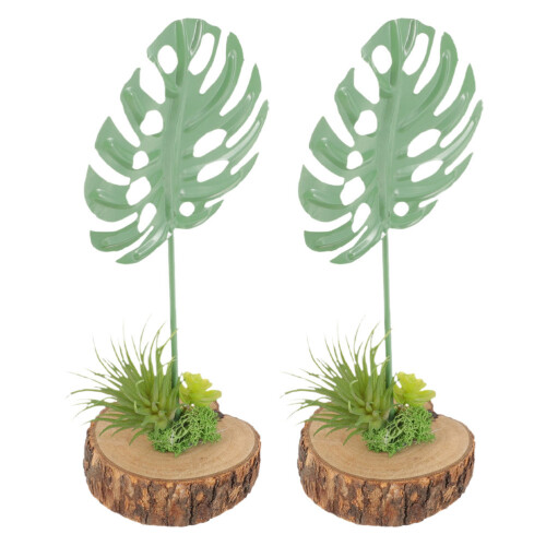 8Pièces Fausse Monstera Résine Vert Design