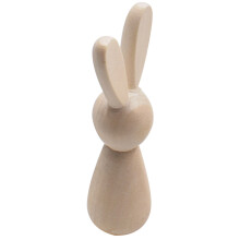 2Pcs Unpainted Wooden Peg Bunny Dolls DIY Art Craft Decor Beige