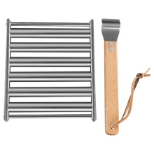 2Pcs Durable Stainless Steel Sausage Grill Rack Portable Outdoor Bbq