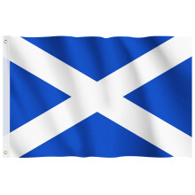 Hianjoo Scottish Flag 5ft x 3ft with Eyelets, Coronation Decorations, Vivid Color Fade Proof Polyester Canvas Header Double Stitched National St Andr