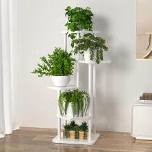 Plant Stand Indoor Tall Metal Corner Shelf for Multiple Plants, Plant Shelf Suitable for Garden, Balcony, Living Room, Bedroom (5 Tier-White&White)