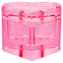 2Pcs Pink Crystal Glass Heart Nail Dish with Lid for Acrylic Nail Art