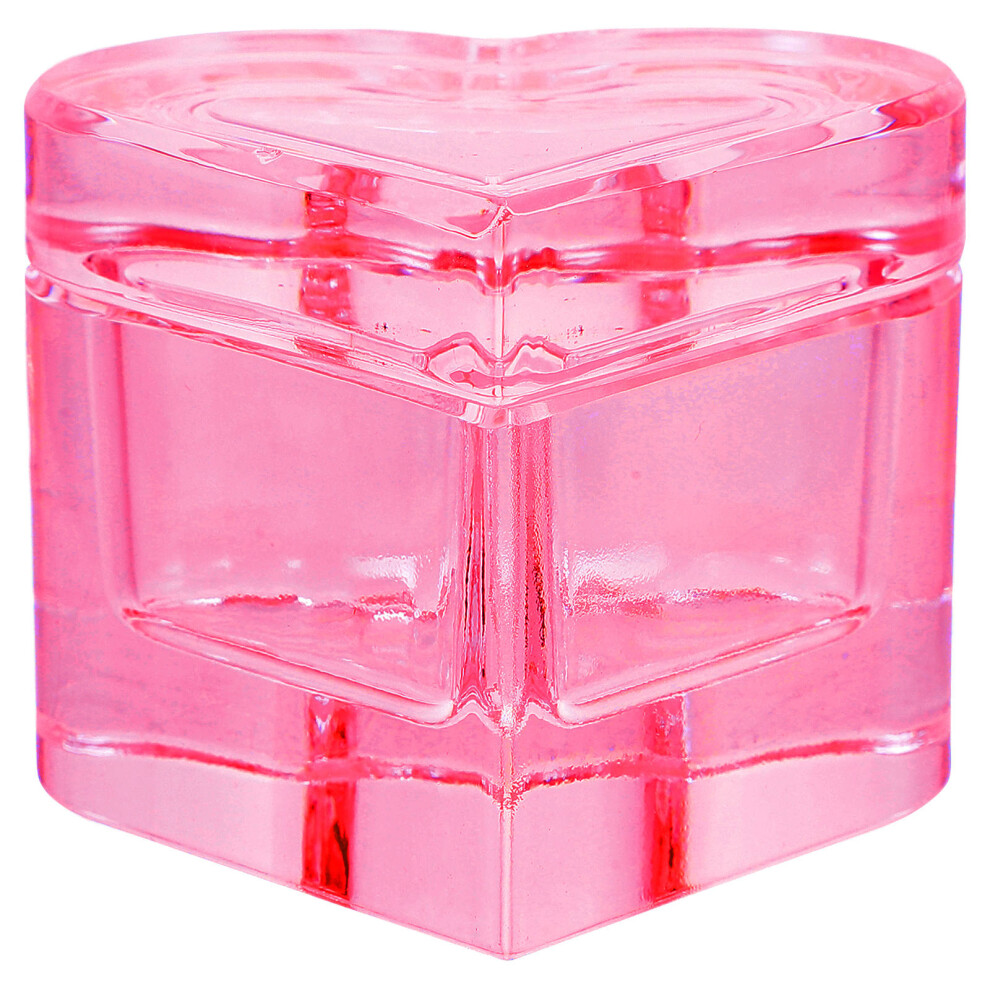 Vaguelly Pink 2Pcs Crystal Glass Heart Nail Dish With Lid For Acrylic Nail Art