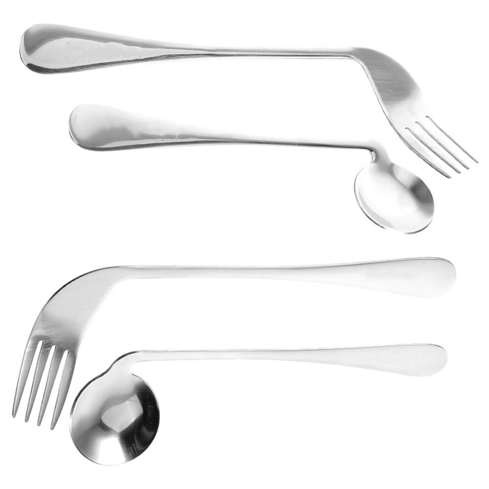 Iplusmile 3Sets Durable Stainless Steel Angled Spoon Fork With Non-Slip Handle