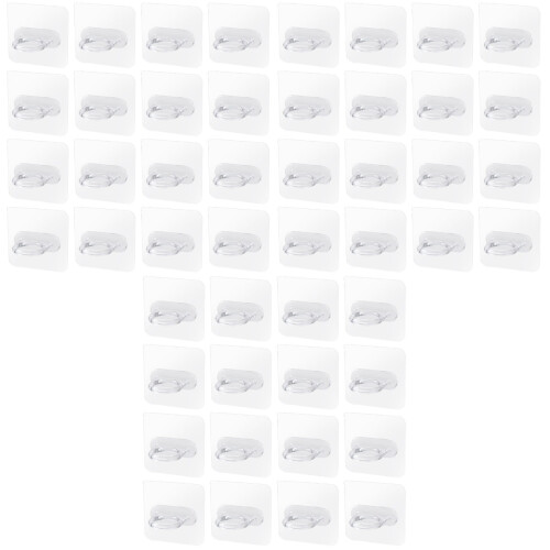 48Pcs Clear Adhesive Wall Hooks Multipurpose Bathroom and Kitchen Rack 2