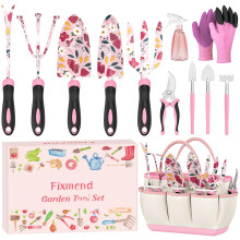 Fixmend Gardening Gifts for Women, 12 Pcs Garden Tools Set with Flower Print, Gardening Hand Tools Gift Kits for Birthday, Mother's Day, Christmas, R