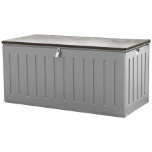 Olsen & Smith 830L Capacity Outdoor Garden Storage Box With Padlock Plastic Shed - Weatherproof & Sit On with Wood Effect Chest (830-Litre, Anthracit