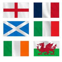 Fogcosy Six Nations Rugby Flag Set, 3 ft x 5 ft, Multicolor, England, Scotland, Wales, Ireland, France, Italy Nations, Sports Events, Rugby, Polyeste