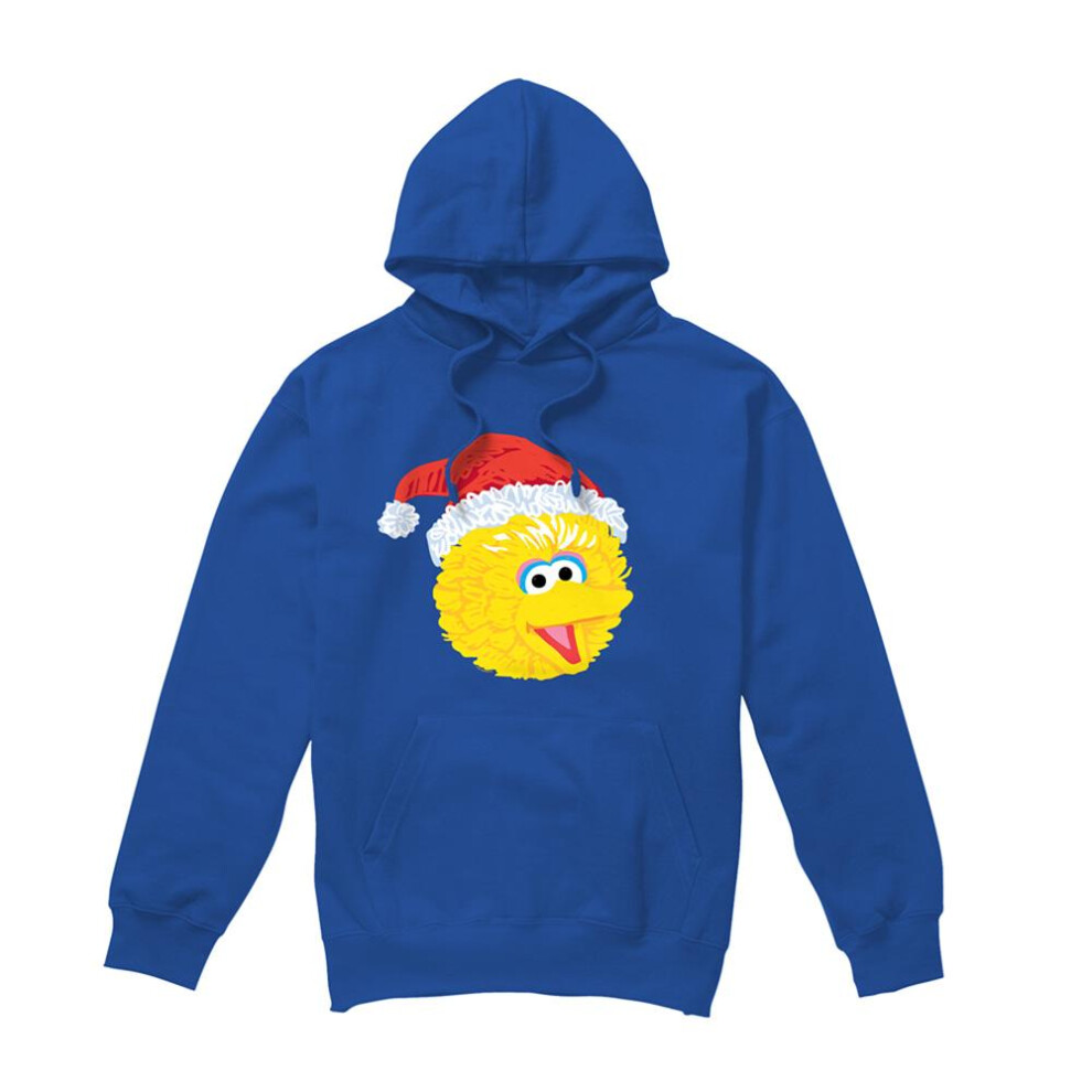 Sesame Street (L, Royal Blue) Unisex Adult Big Bird Scribble Christmas Hoodie