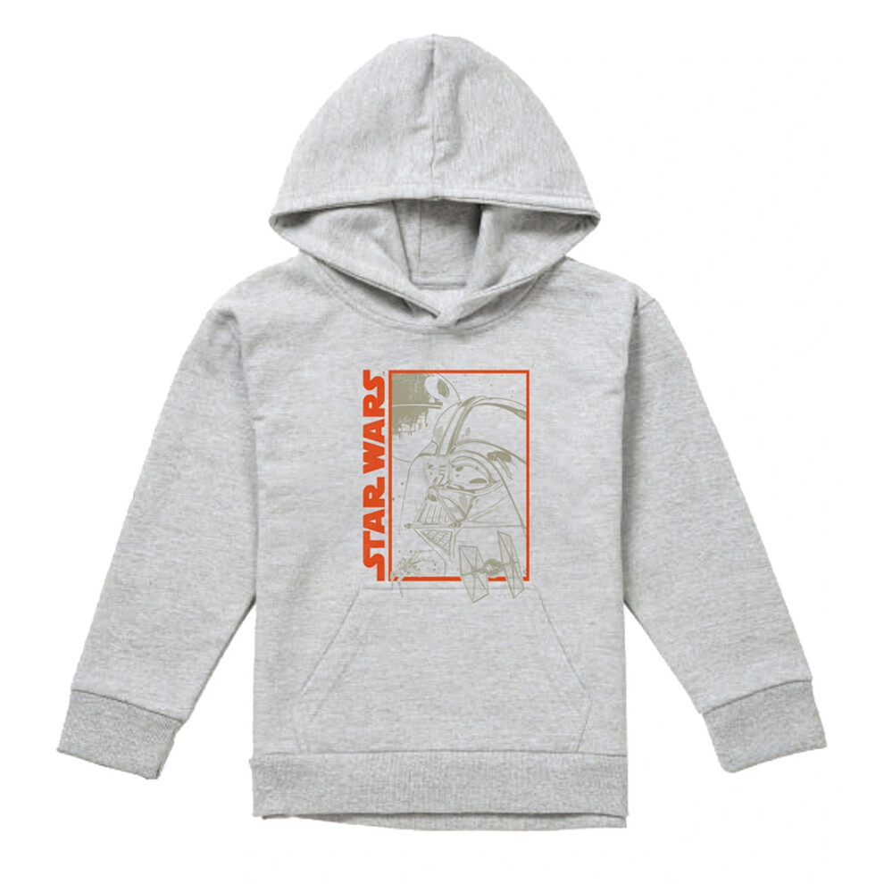 Star Wars (12-13 Years, Athletic Heather) Childrens/Kids Darth Vader Outline Heather Hoodie
