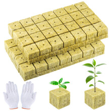 Starvortex 56 Holes Rockwool Grow Cubes 4 x 4 x 4 cm with Gloves, Stone Rock Wool Planting Cubes for Hydroponics Garden Tower Supplies, Soilless Plan