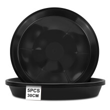 vsshe 5 Pack Plant Saucers, 30cm Round Plants Pots Trays, Heavy Duty Garden Plant Saucer, Plants Plastic Plate Pot Tray, Flower Pot Drip Trays for In